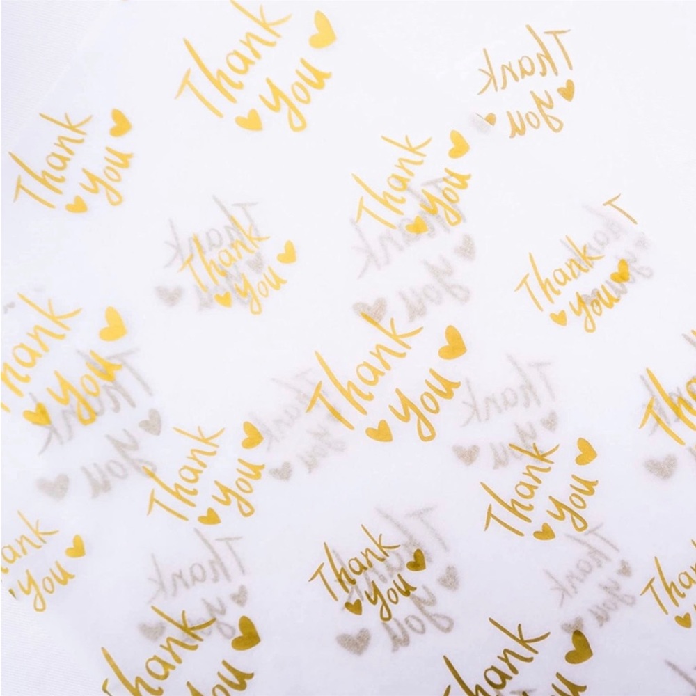 25 Thank You Tissue Paper Sheets, 20x14 PRICE IS FIRM White and Gold - Picture 3 of 3